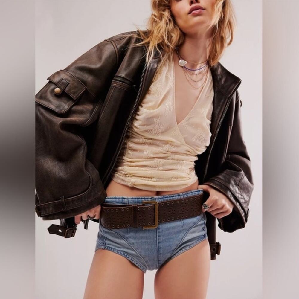 Free People We The Free Keep It Brief Denim Micro Shorts Size Small